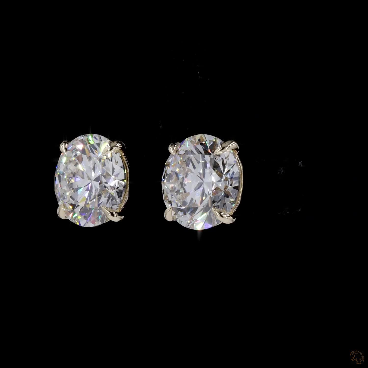 10.09 Ct Round Diamond Solitaire Stud Earrings, High-Polish 14K Yellow Gold 4-Prong Split Claw Studs for Women