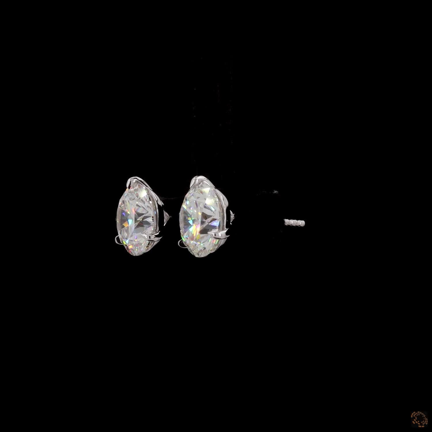 8.15 Prong Martini Round Diamond Stud Earrings in White Gold / Platinum
