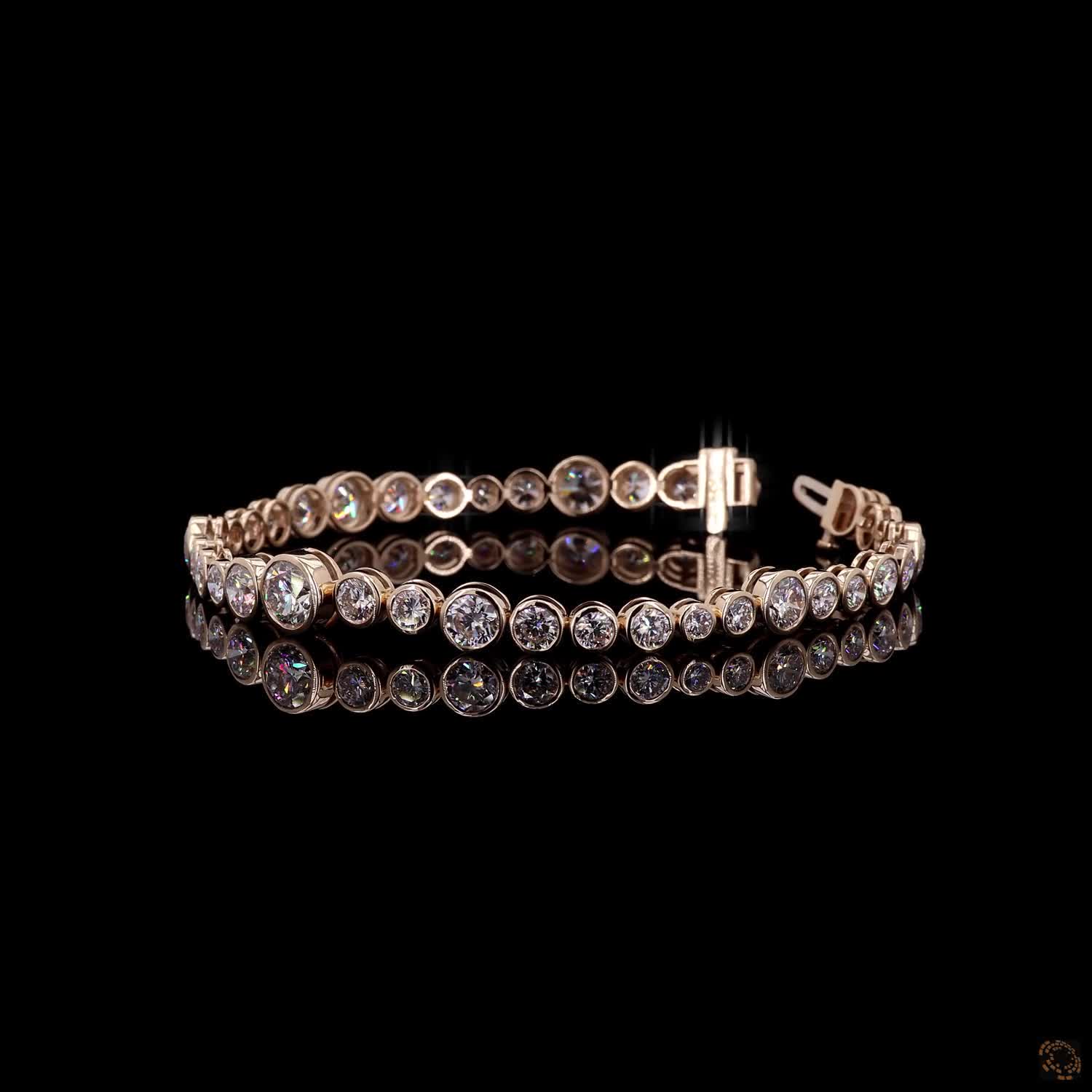 9.99 Ct Yellow Gold Bezel Fancy Bracelet, Round Brilliant Moissanite Eternity Bracelet, Modern Minimalist Stackable Bridal & Anniversary Jewelry (Copy)