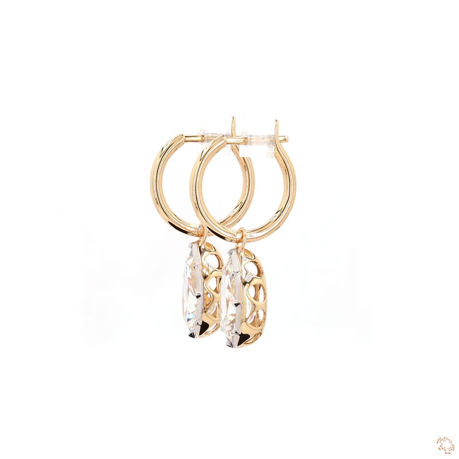 6.09 Ct Minimalist Pear Cut Gold Hoop Earrings | Elegant Drop Earrings for Women