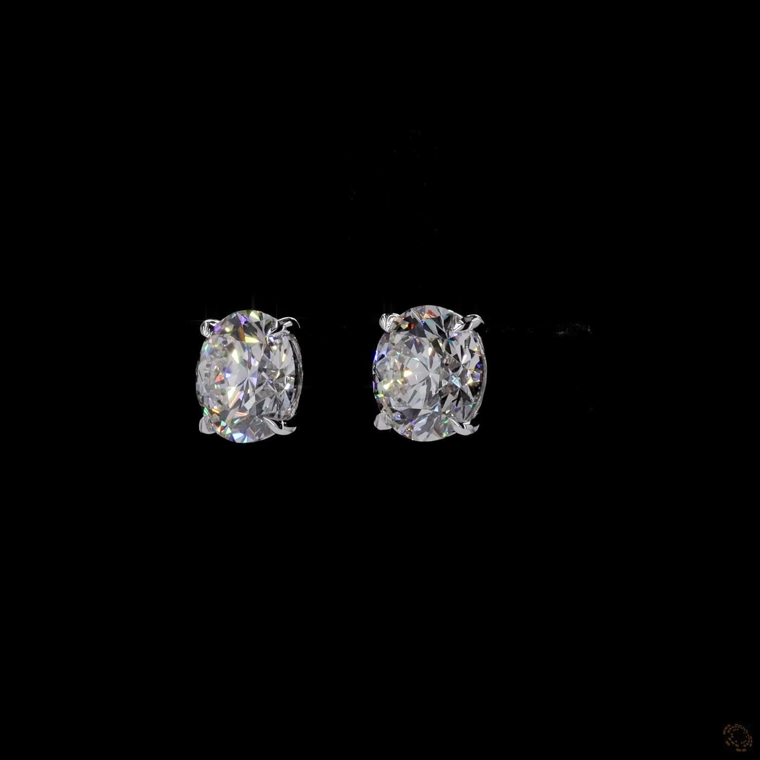 0.54 Ct Solid 14K White Gold Round Brilliant Cut Diamond Stud Earrings – Classic 4-Prong Basket Solitaire Set