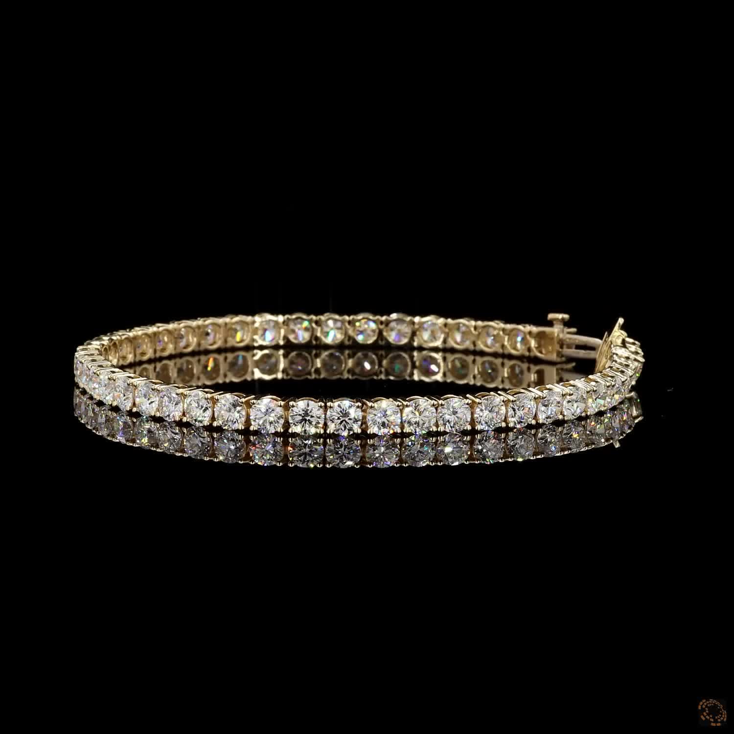 9.47 Ct Round Brilliant Diamond Eternity Line Bracelet in Yellow Gold