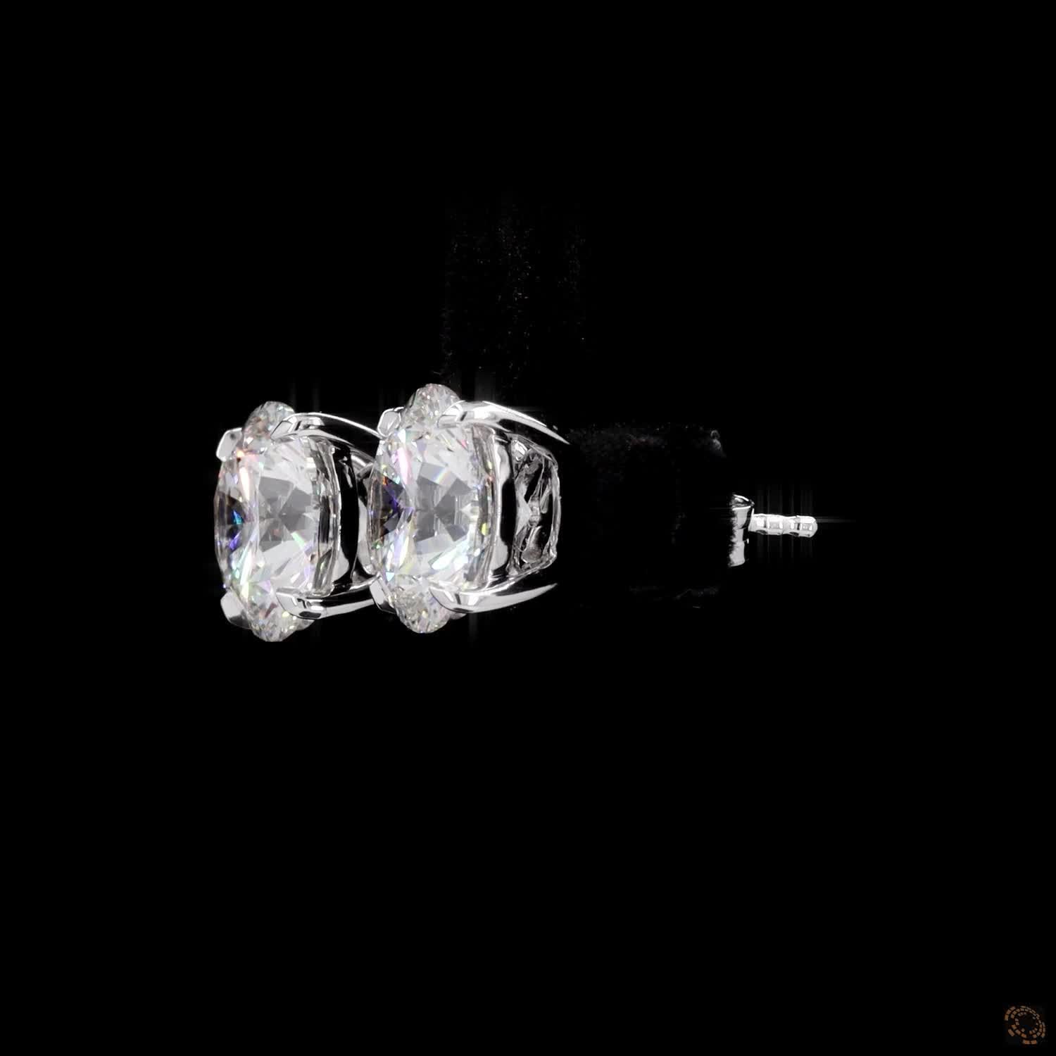 6.18 Ct 14K WHITE GOLD Round Shape Studs Earring