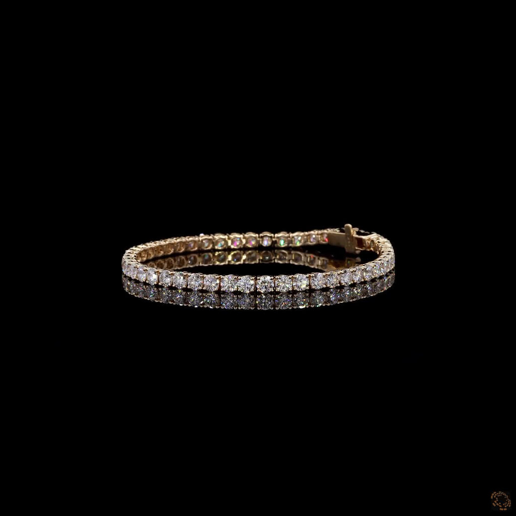 5.95Ct Diamond Tennis Bracelet Round 14K Yellow Gold