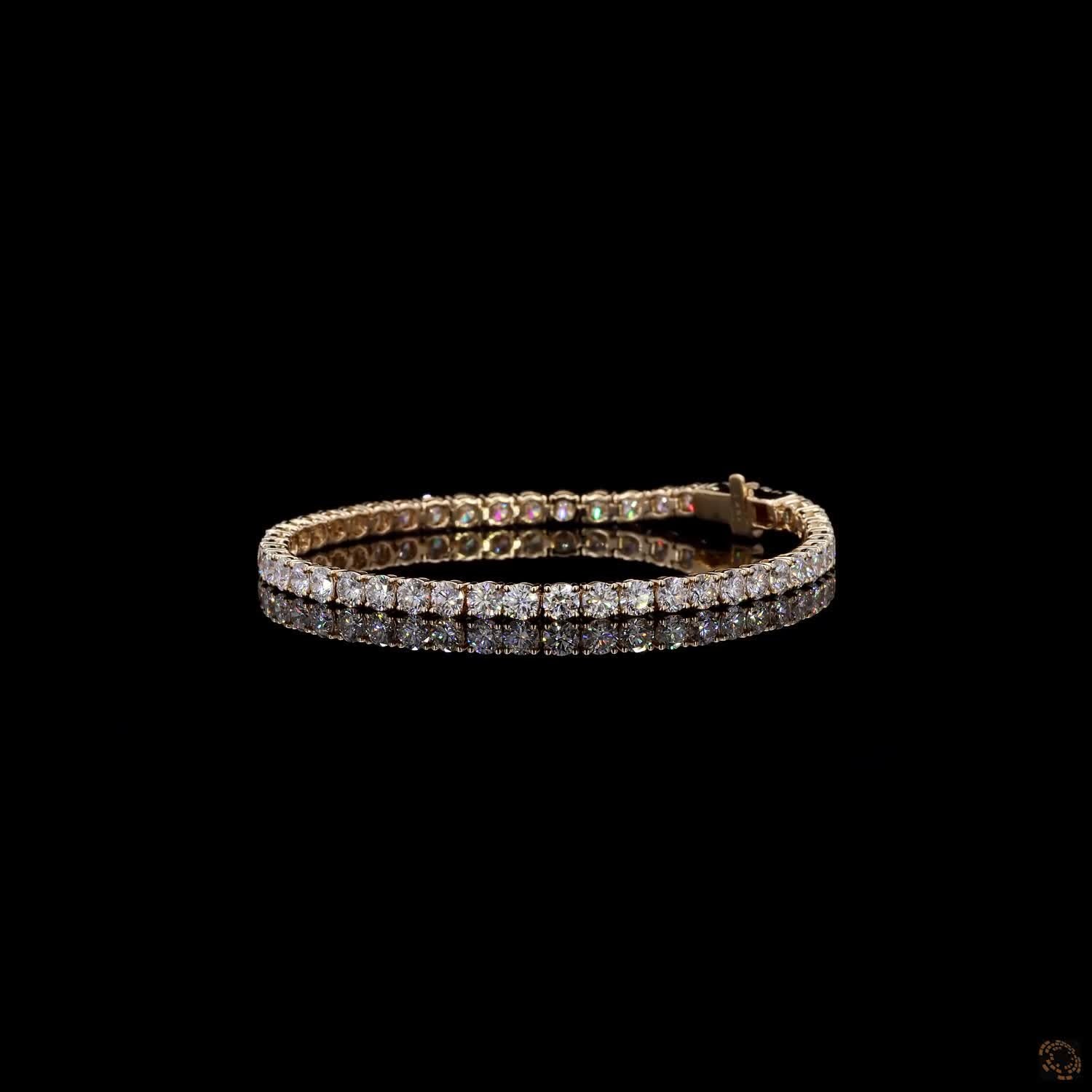 5.95Ct Diamond Tennis Bracelet Round 14K Yellow Gold
