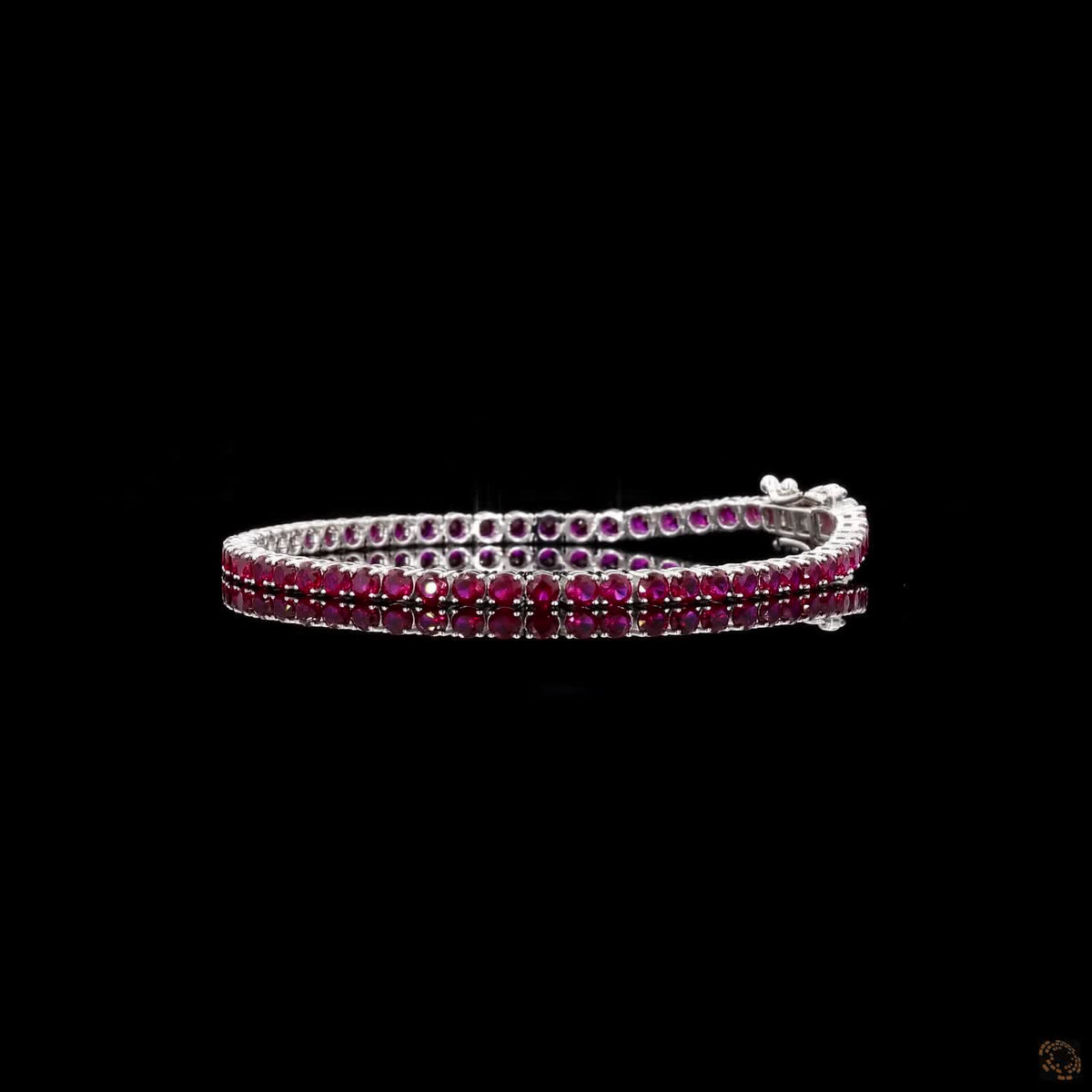 5.76 Ct Round Ruby Tennis Bracelet | White Gold Genuine Ruby Line Bracelet