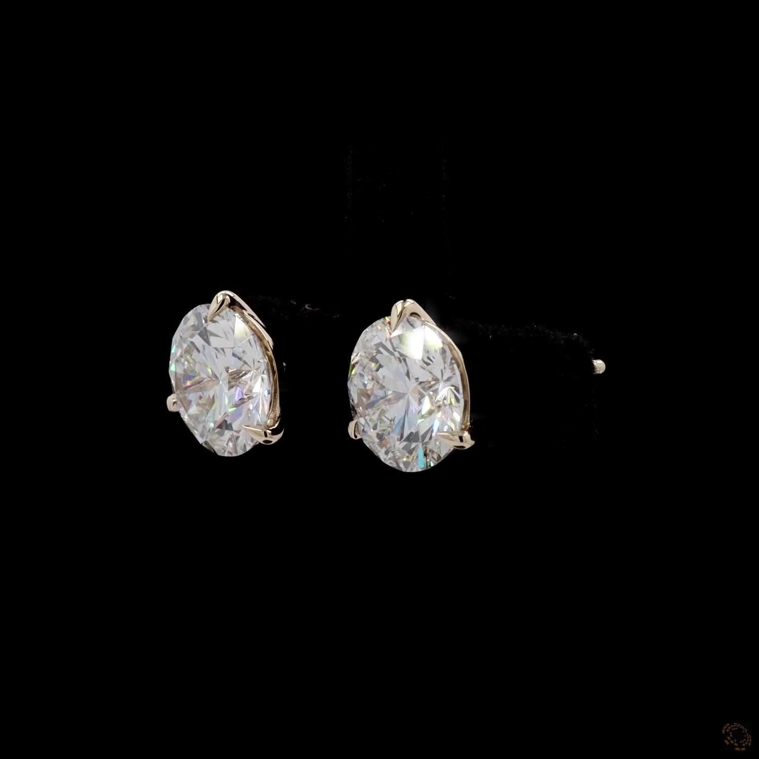 6.13 Ct Solid 14K Yellow Gold Round Brilliant Cut Diamond Stud Earrings – Low-Profile 3-Prong Martini Solitaire Set