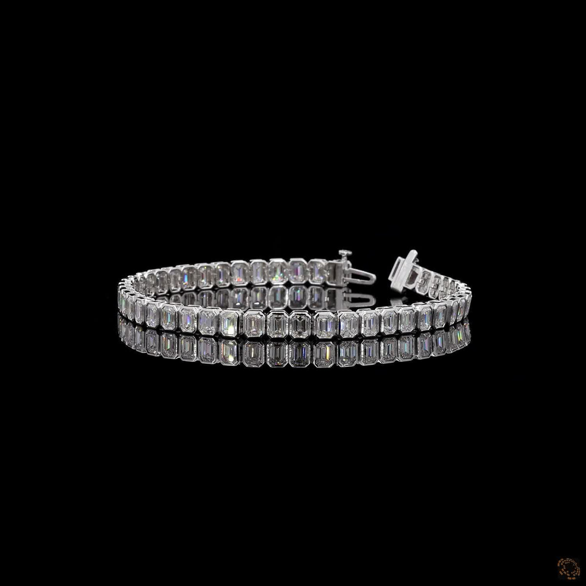 9.56 Ct Large Emerald Cut Diamond Tennis Bracelet, White Gold Bezel Diamond Bracelet, High Carat Emerald Tennis Bracelet, Statement Bezel Diamond Bracelet