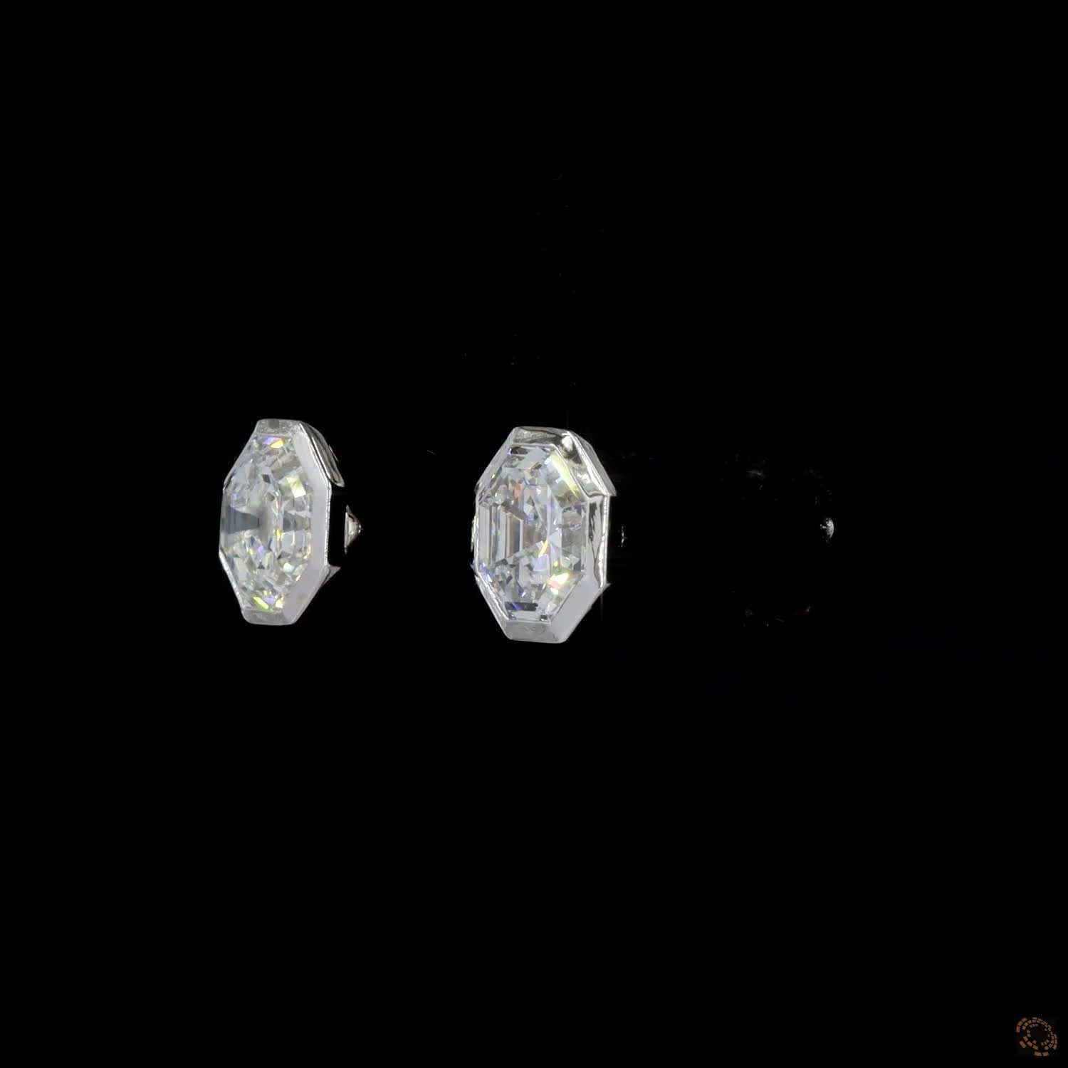 3.19 Cts 14K WHITE GOLD Octagon Shape Studs Earring