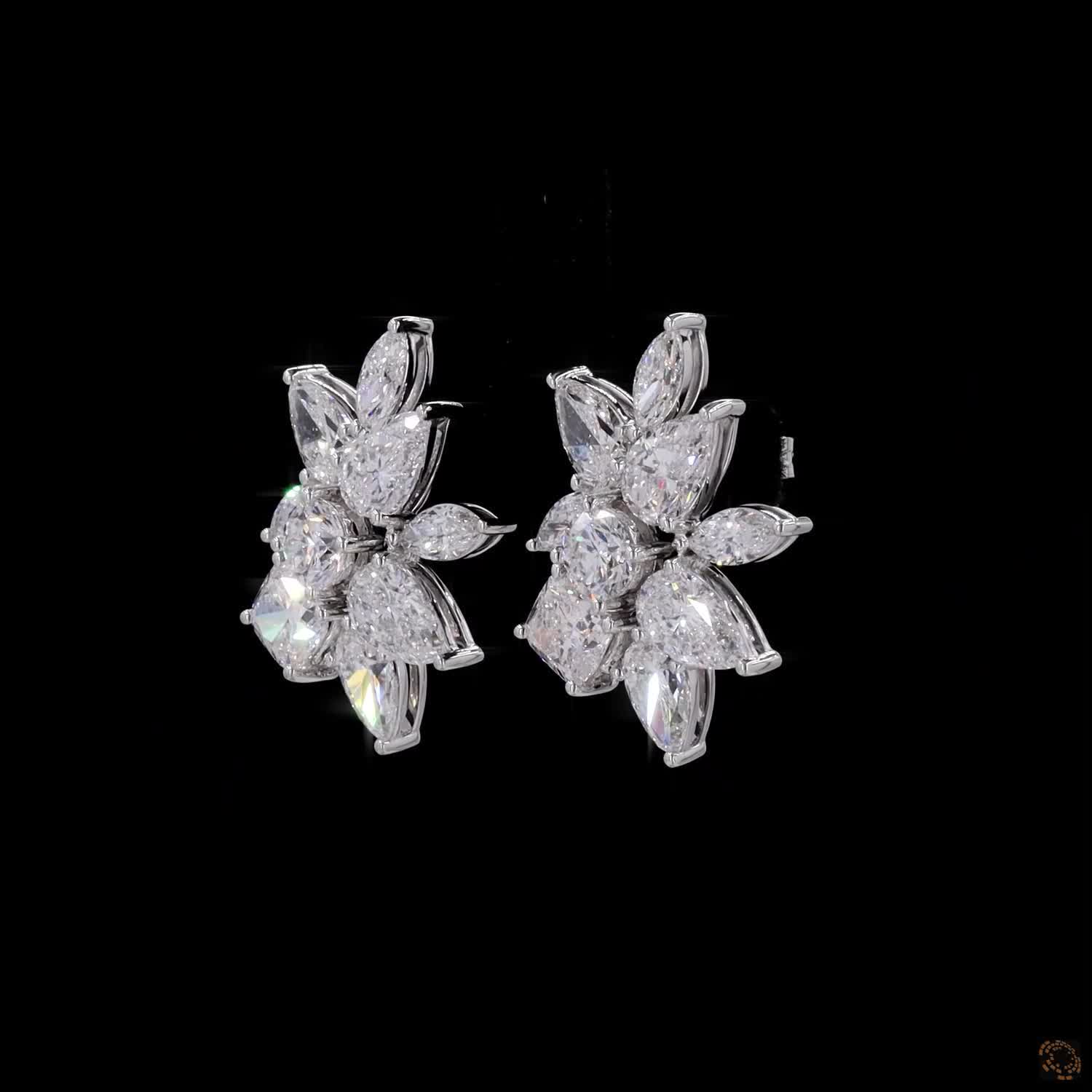 8.57 Ct GLAMOROUS HARRY WINSTON STYLE DIAMOND CLIP EARRINGS