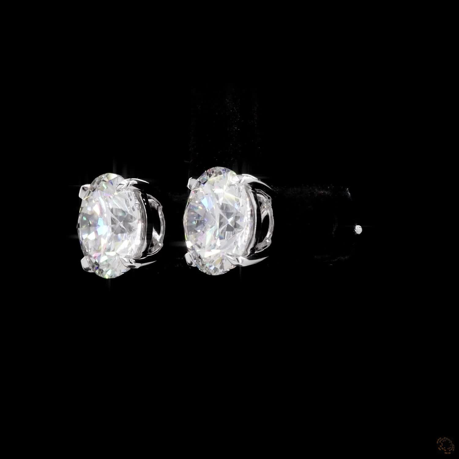 6.18 Ct Classic White Gold Round Diamond Solitaire Studs, High-Polish 4-Prong Basket Earrings for Women