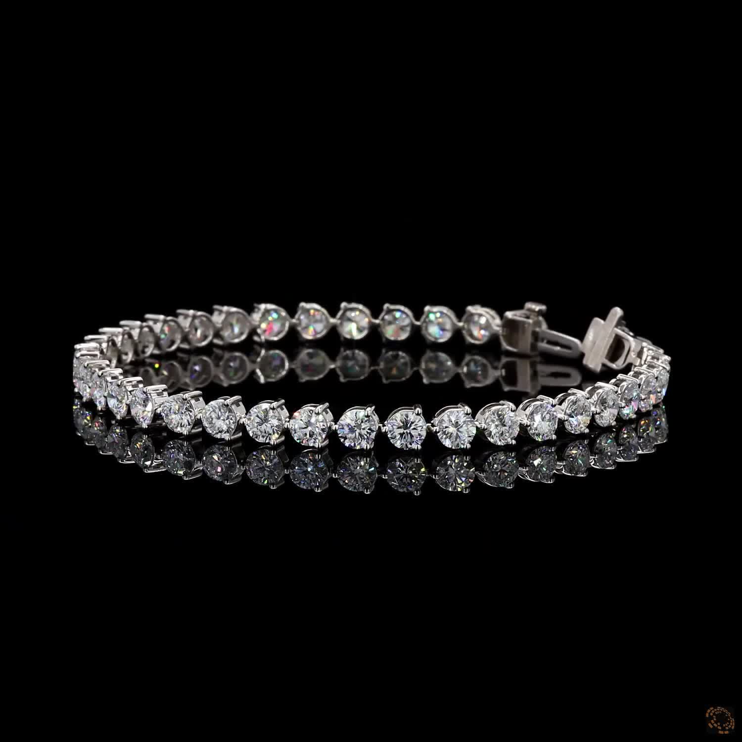 9.58 Ct Graduated Round Cut  Tennis Bracelet in 14K White Gold | Center-Focused Diamond Alternative Line Bracelet