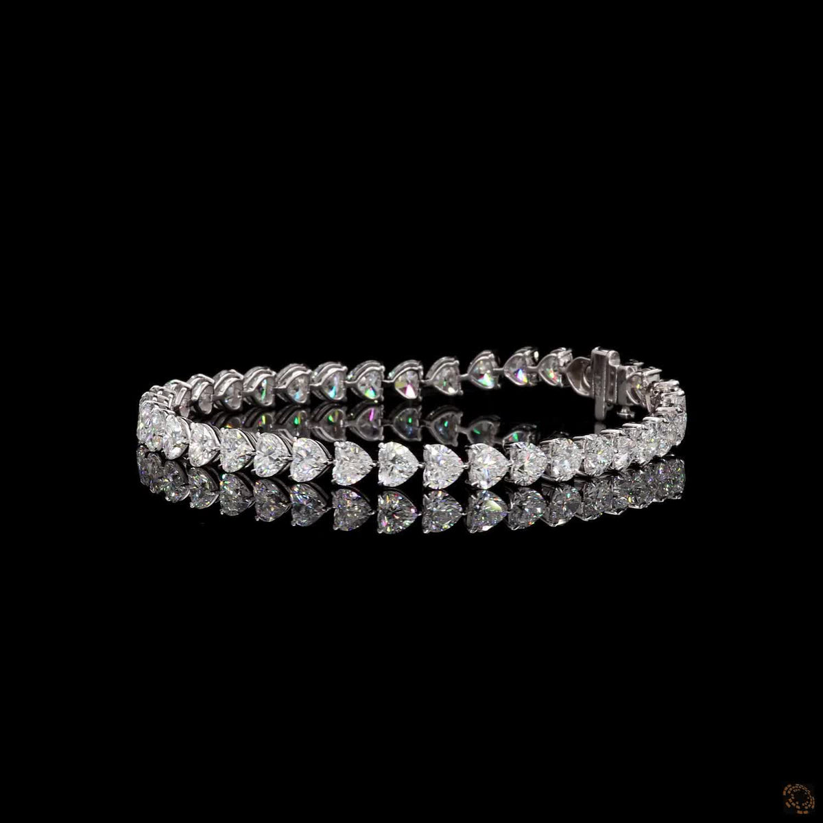 15.10 Ct 14K Yellow Gold Heart-Shaped Diamond Line Bracelet