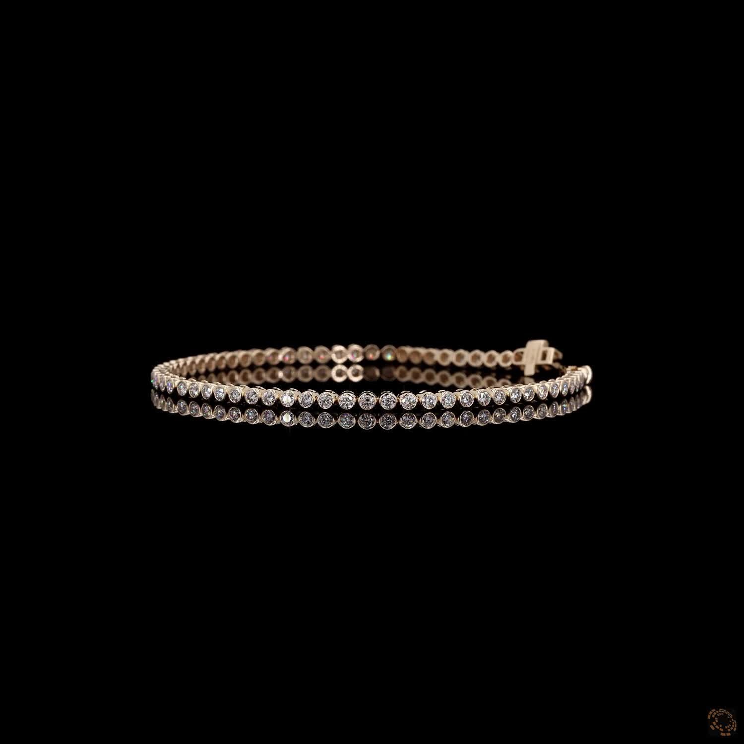 2.21 Ct Round Cut Bezel Set Moissanite Tennis Bracelet in 14K Yellow Gold | Full Bezel Diamond Alternative Line Bracelet