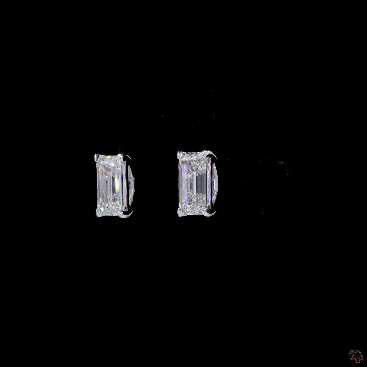 2.19 Ct Emerald Cut Solitaire Diamond Stud Earrings in White Gold