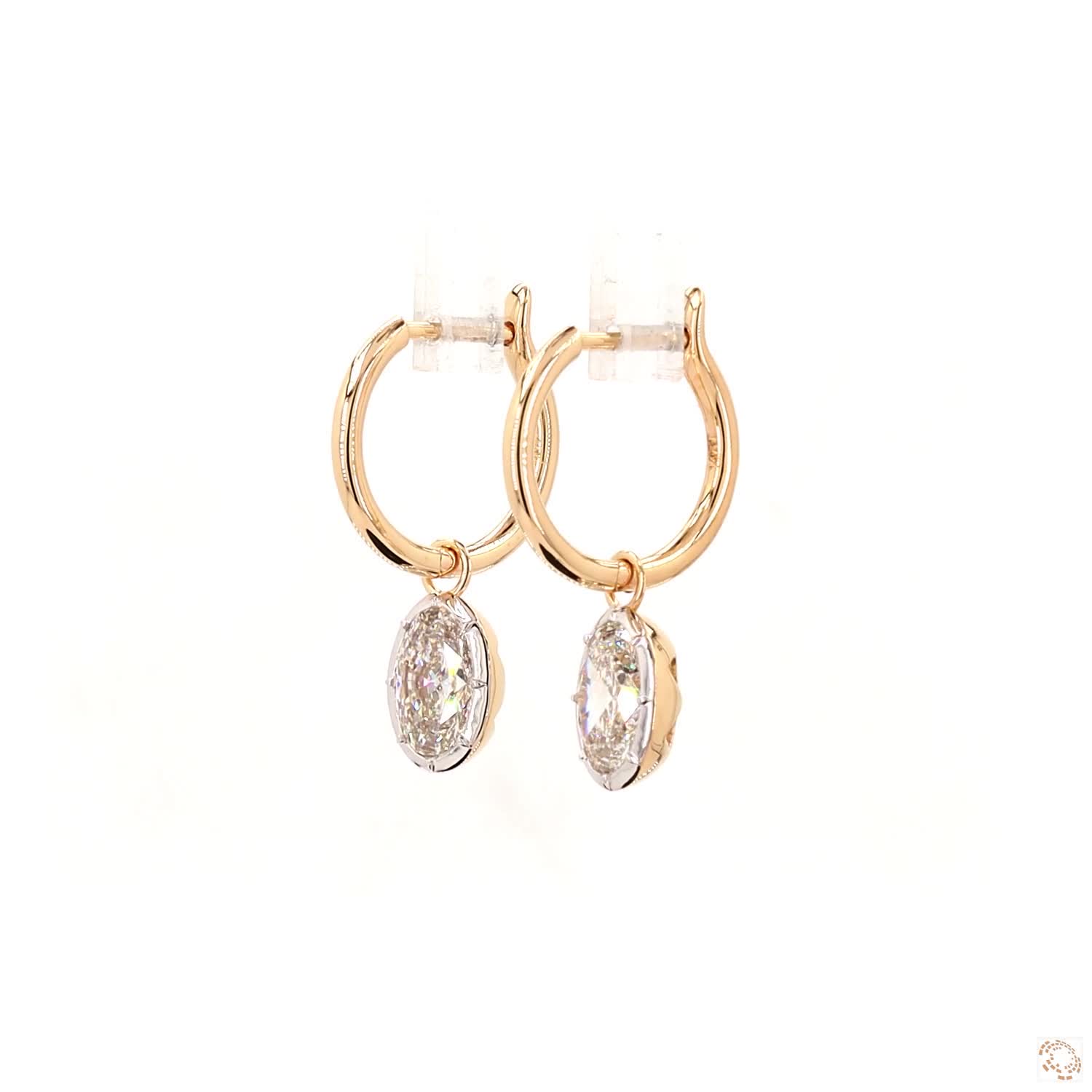 4.11 Ct Elegant two-tone modern luxury combining warm yellow gold hoops with a bright white gold setting designed to seamless accent and enhance the diamond's brilliance