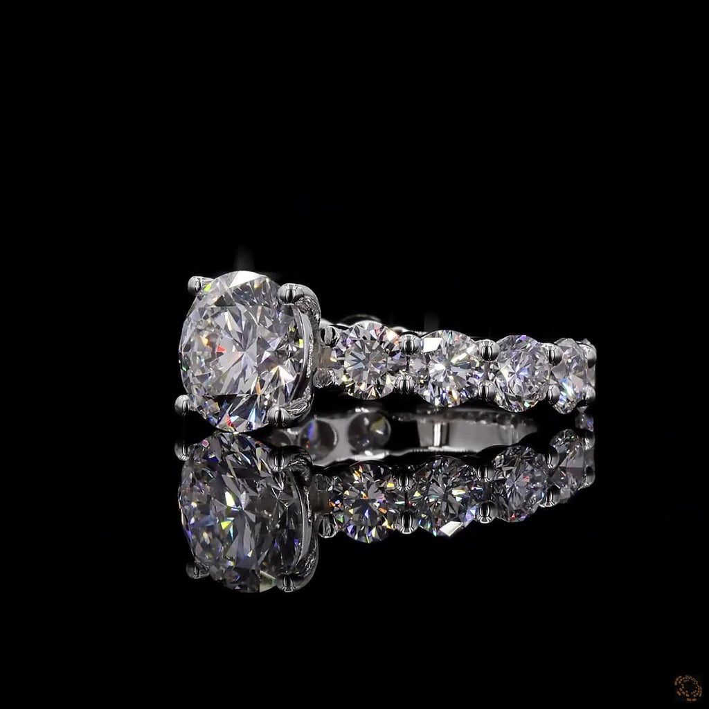 5.45 Ct Round Cut Lab Grown Diamond Ring  Pave Engagement Ring