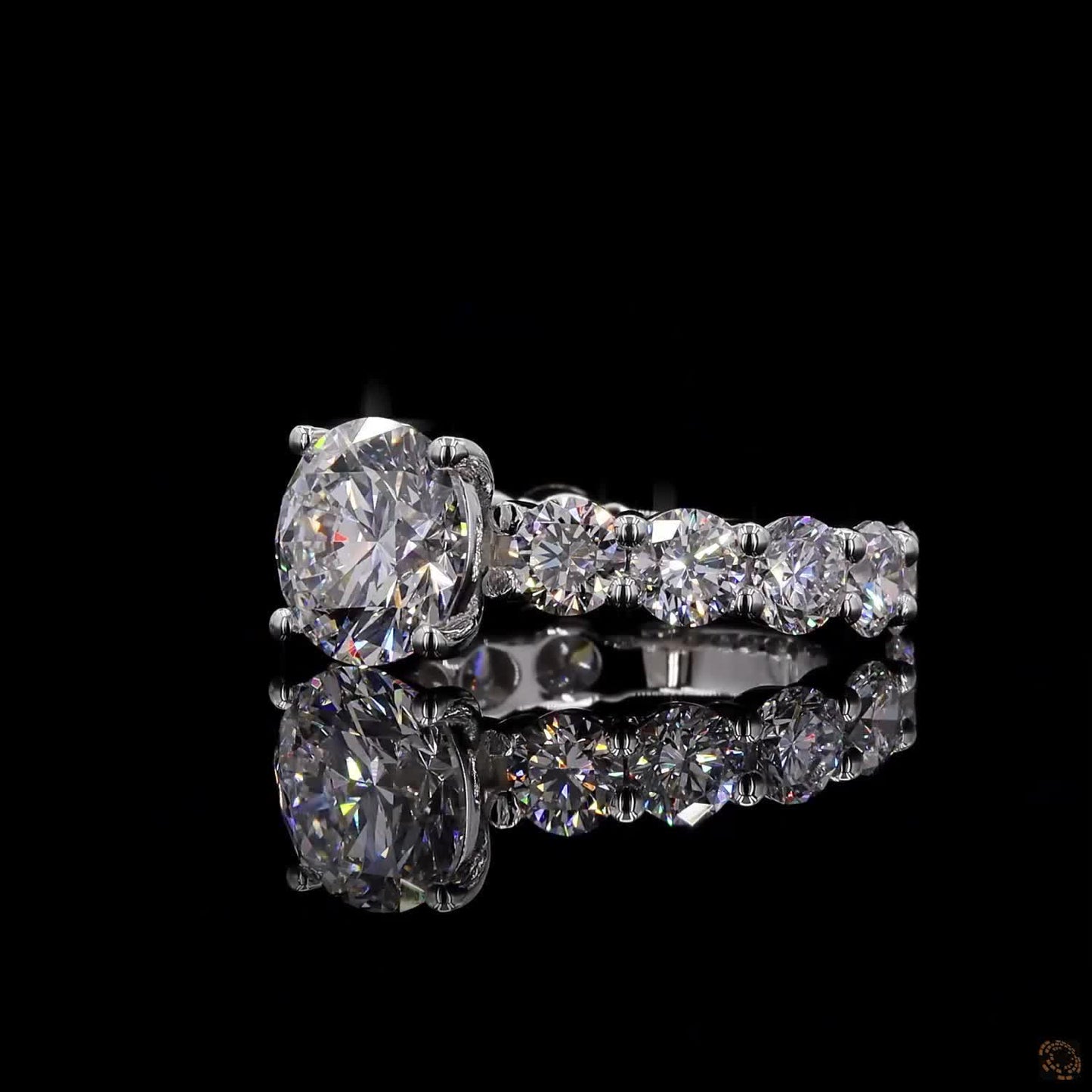 5.45 Ct Round Cut Lab Grown Diamond Ring  Pave Engagement Ring