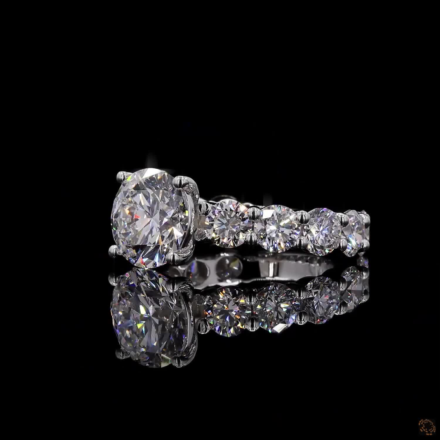 5.45 Ct Round Cut Lab Grown Diamond Ring  Pave Engagement Ring
