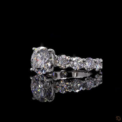 5.45 Ct Round Cut Lab Grown Diamond Ring  Pave Engagement Ring
