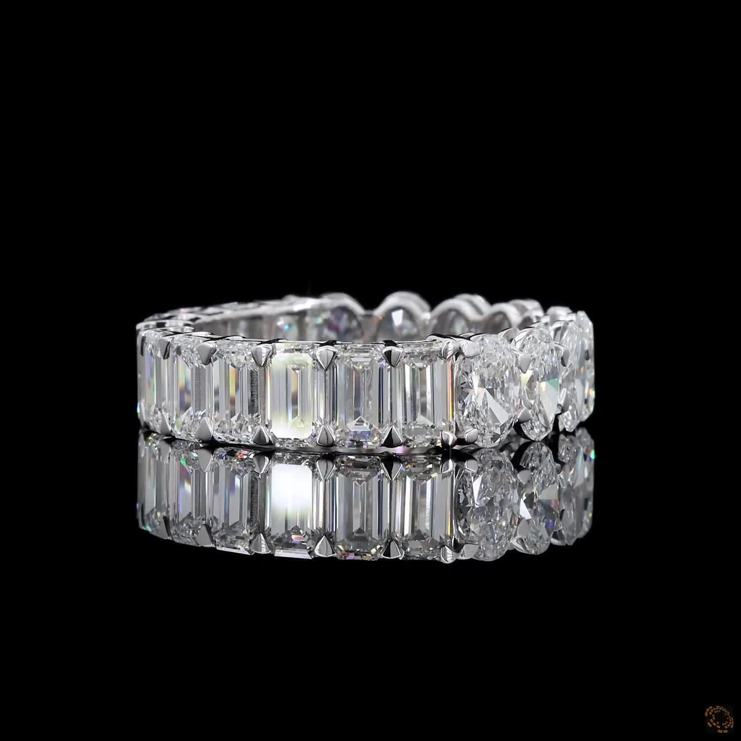 5.99 Ct Half Oval Half Emerald Cut Diamond Eternity Ring | Multi-Shape Wedding Band in 14K White Gold
