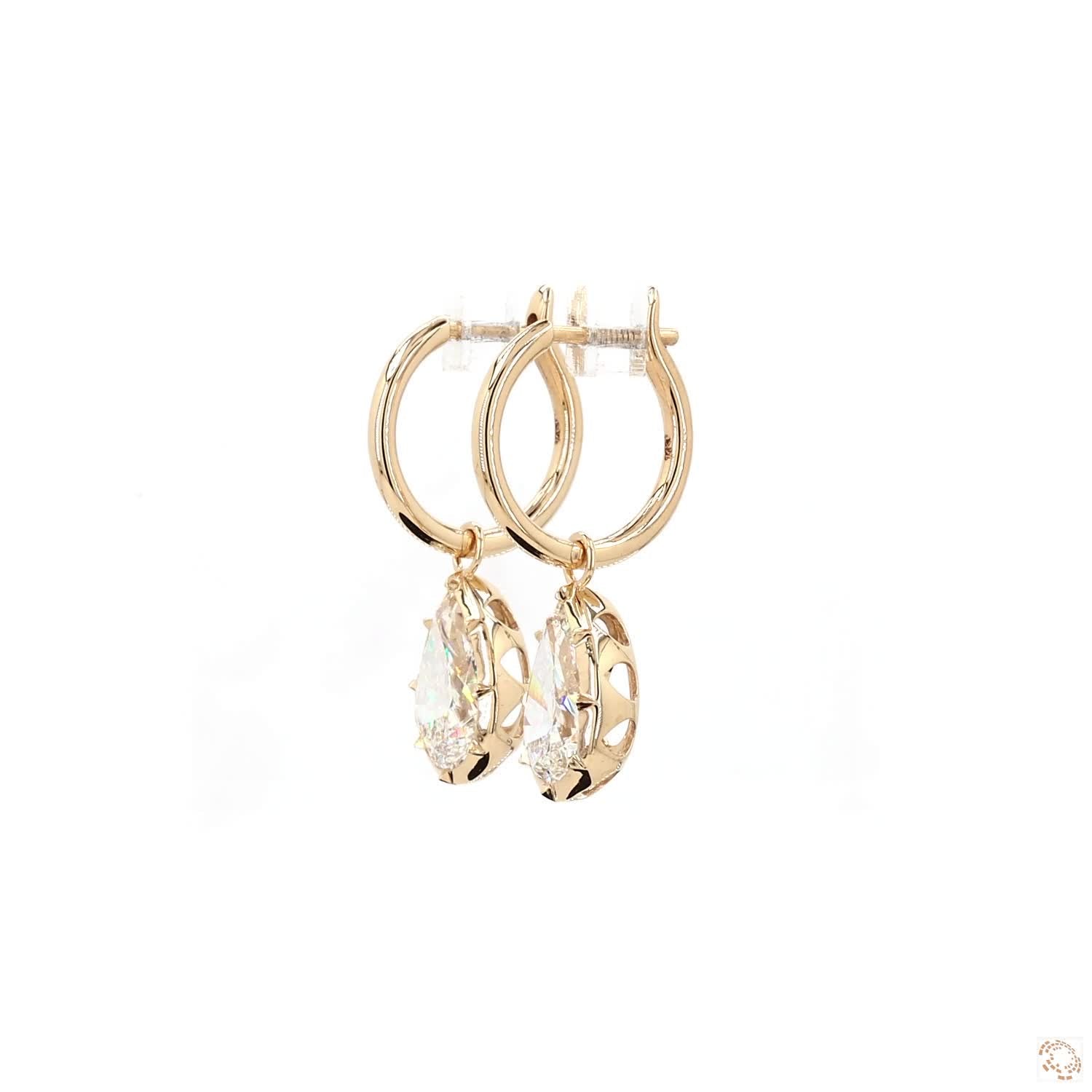 5.07 Ct Gold Pear Solitaire Dangle Earrings | Luxury Pear Cut Crystal Earrings