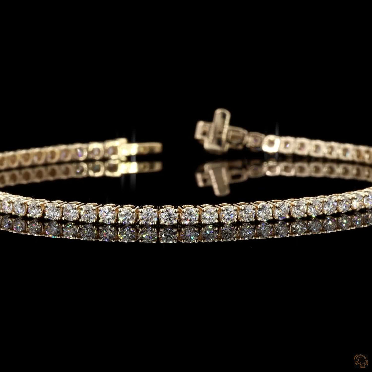 2.54 Ct Yellow Gold Round Cut Tennis Bracelet, Warm 14K Gold Eternity Line Bracelet, Classic Everyday Fine Jewelry Gift for Her