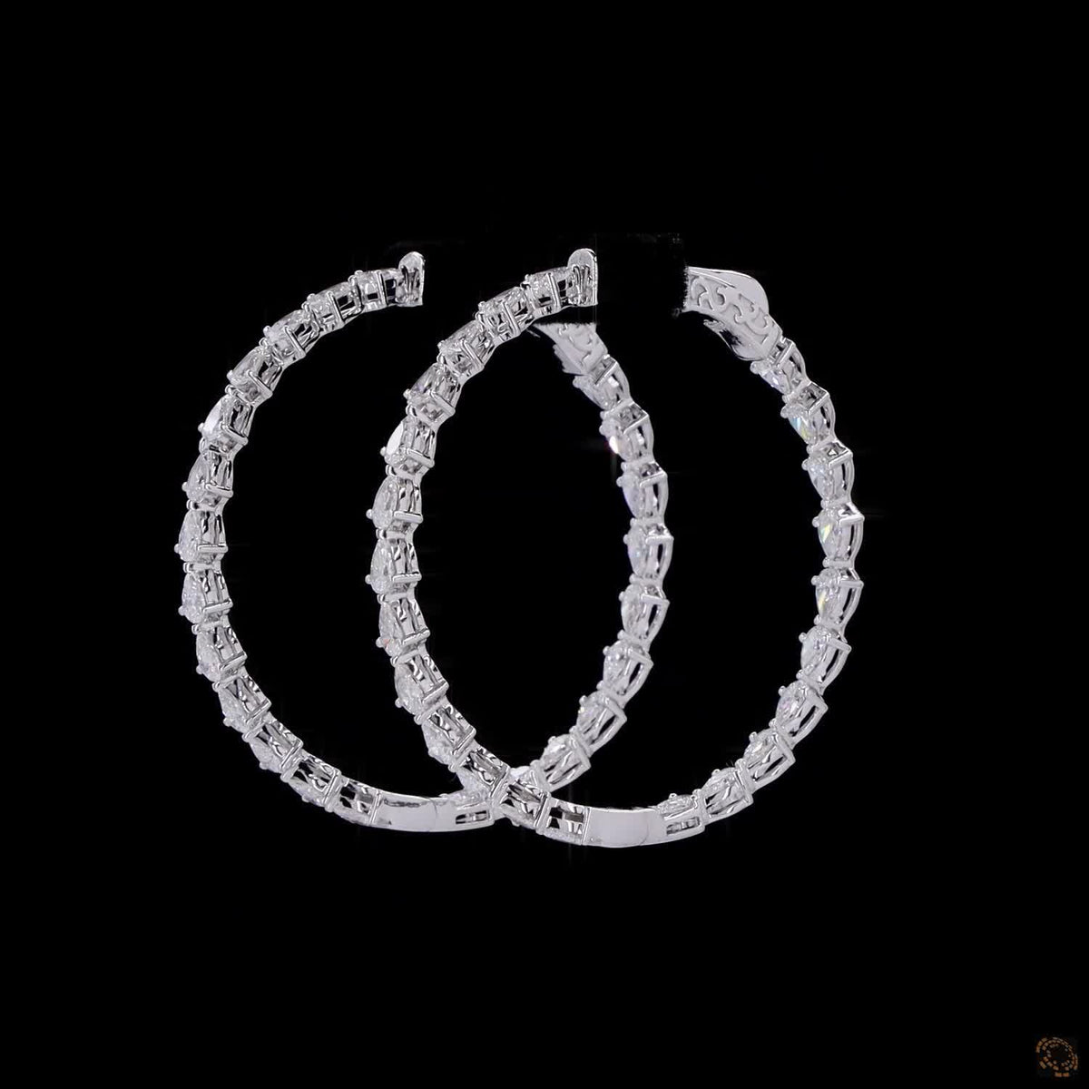 4.44 Ct White Gold Pear-Cut Diamond Inside-Out Hoop Earrings