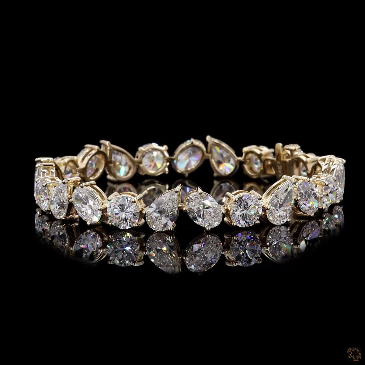 24.59 Ct 14K Yellow Gold Multi-Shape Cut Fancy Bracelet with Double Safety Latch