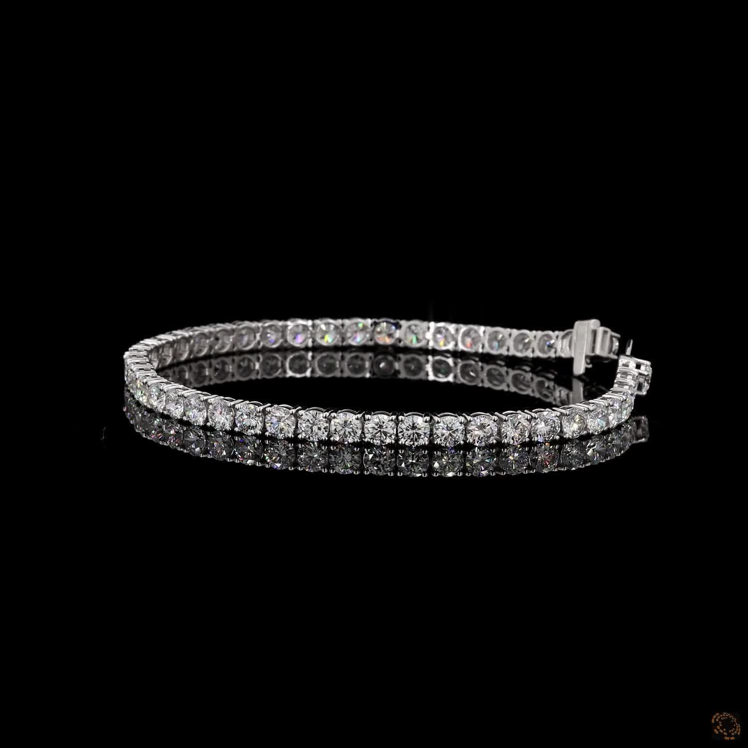 9.41 Ct Round Diamond Eternity Line Bracelet in White Gold