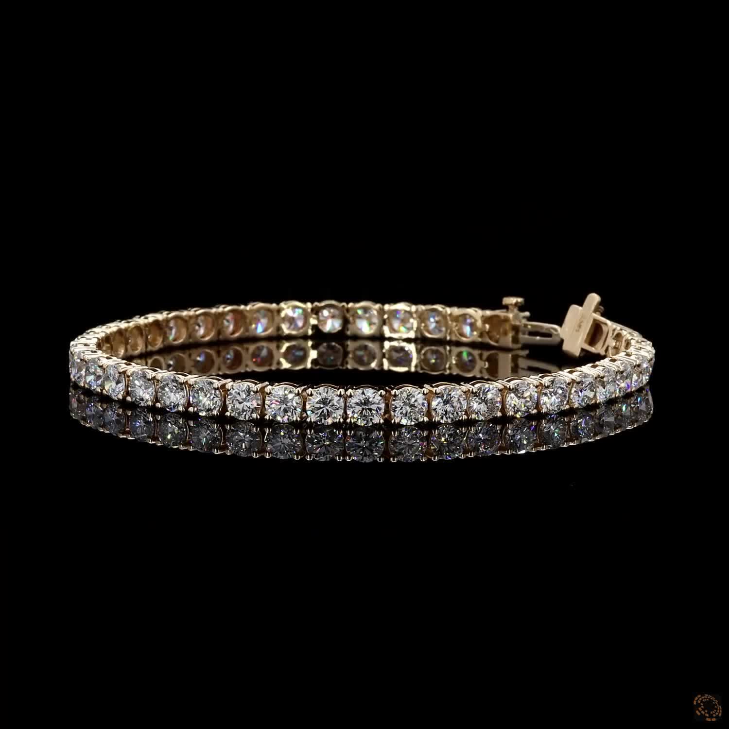 10.64 Ct Graduated Round Cut Tennis Bracelet in 14K Yellow Gold | Center-Focused Diamond Alternative Line Bracelet