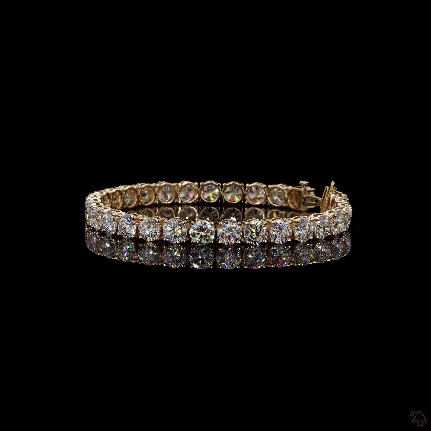 23.27 Classic Round Diamond Tennis Bracelet in Yellow Gold | Elegant Bridal & Anniversary Jewelry