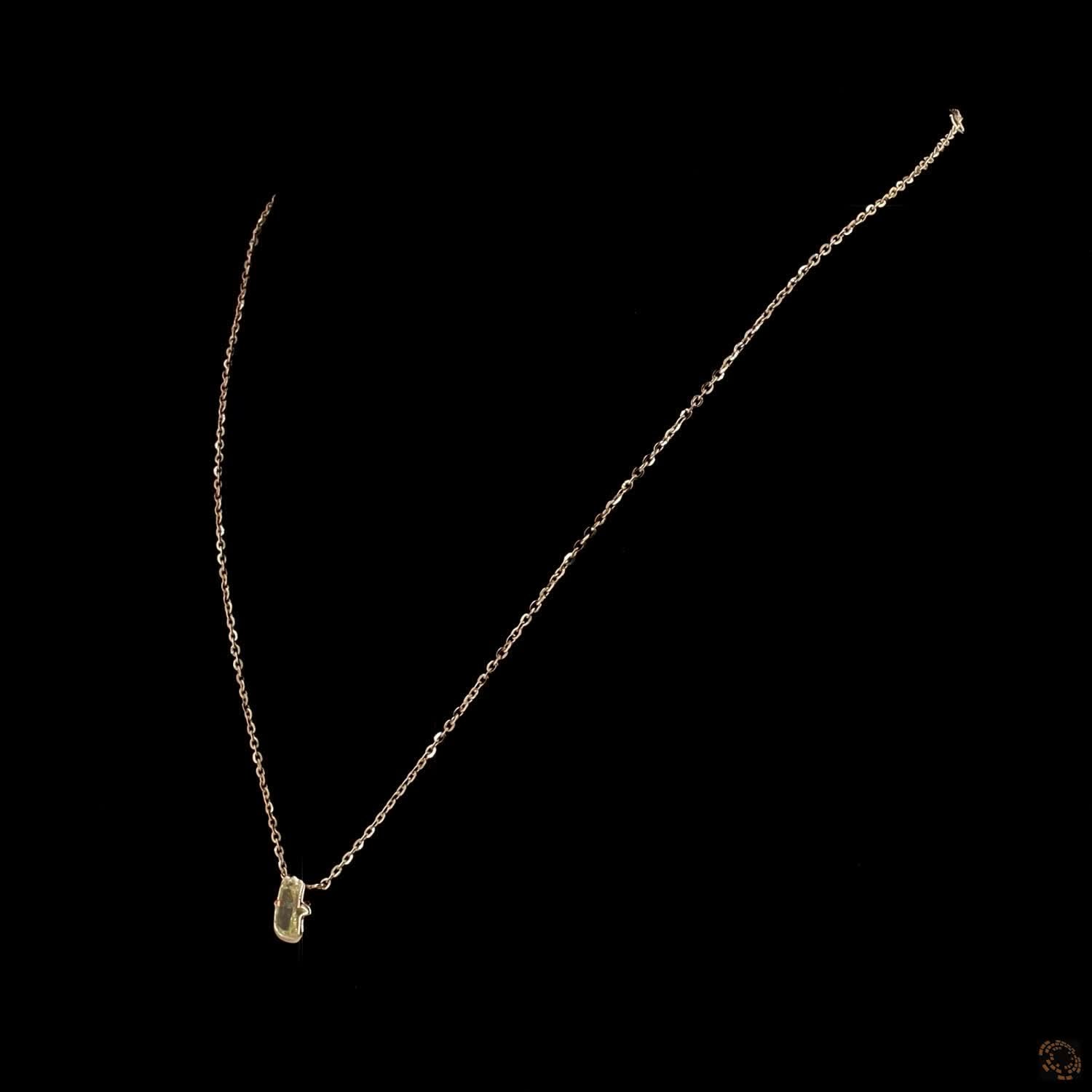 1.36 Ct Bezel-Set Fancy Yellow Diamond Hamsa Solitaire Necklace | Minimalist Gold Cable Chain Pendant