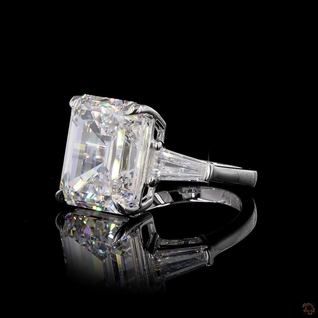 14.05 Ct Emerald cut ring large, Emerald cut Engagement Ring