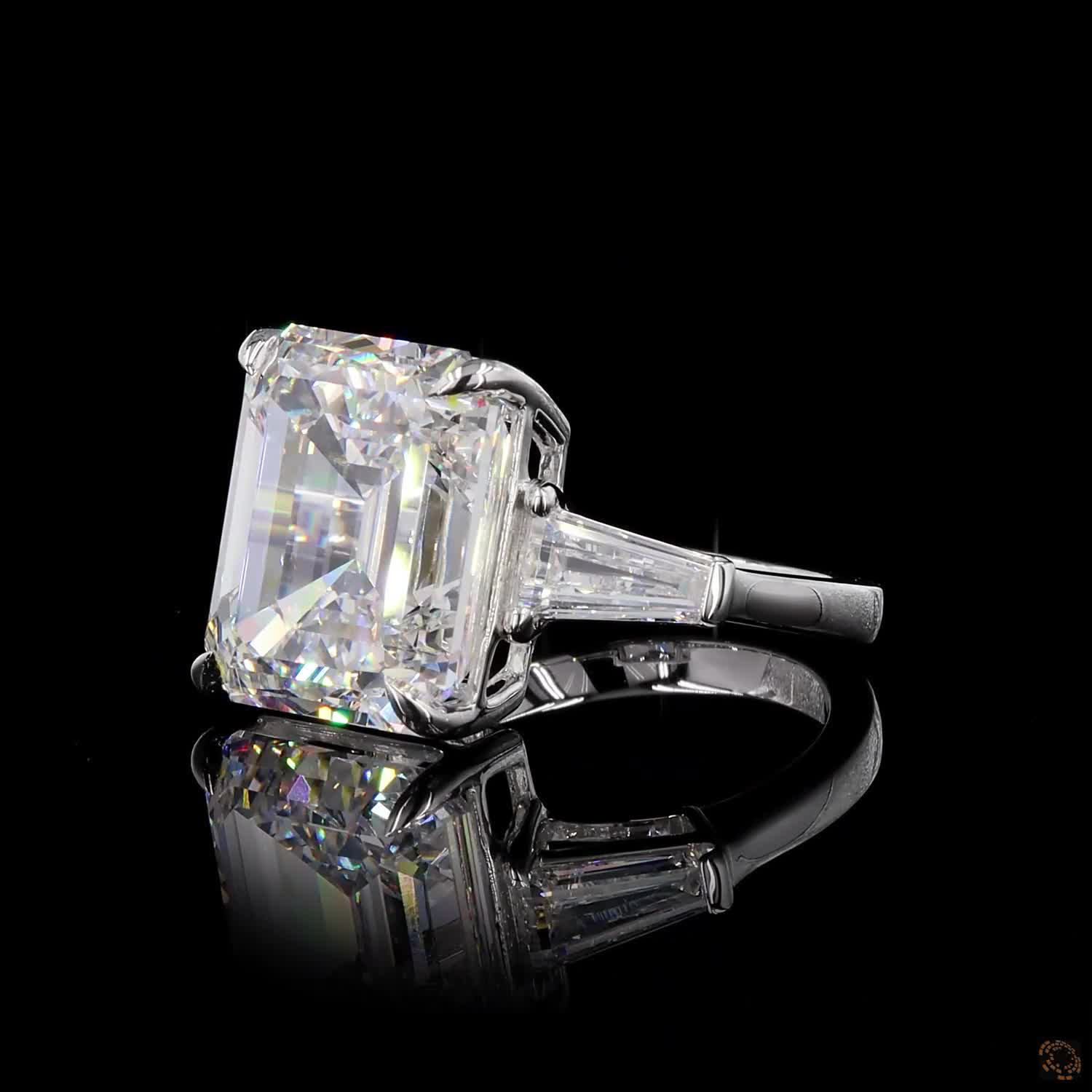 14.05 Ct Emerald cut ring large, Emerald cut Engagement Ring