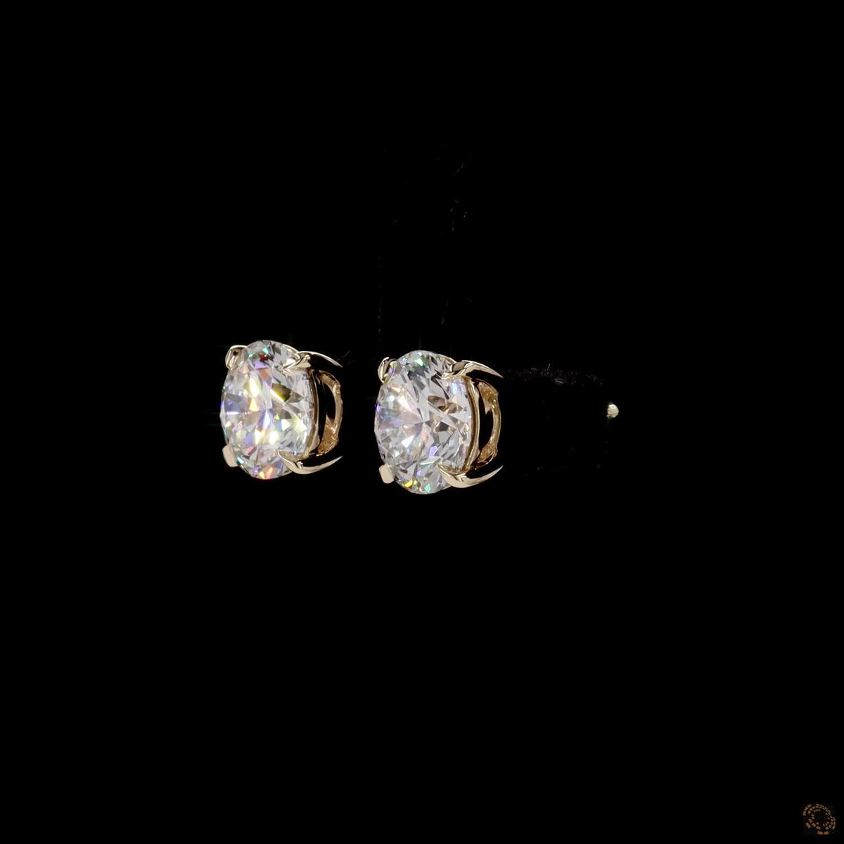 5.04 Ct Solid 14K Yellow Gold Round Brilliant Cut Diamond Stud Earrings – Timeless 4-Prong Double Claw Basket Solitaire Set