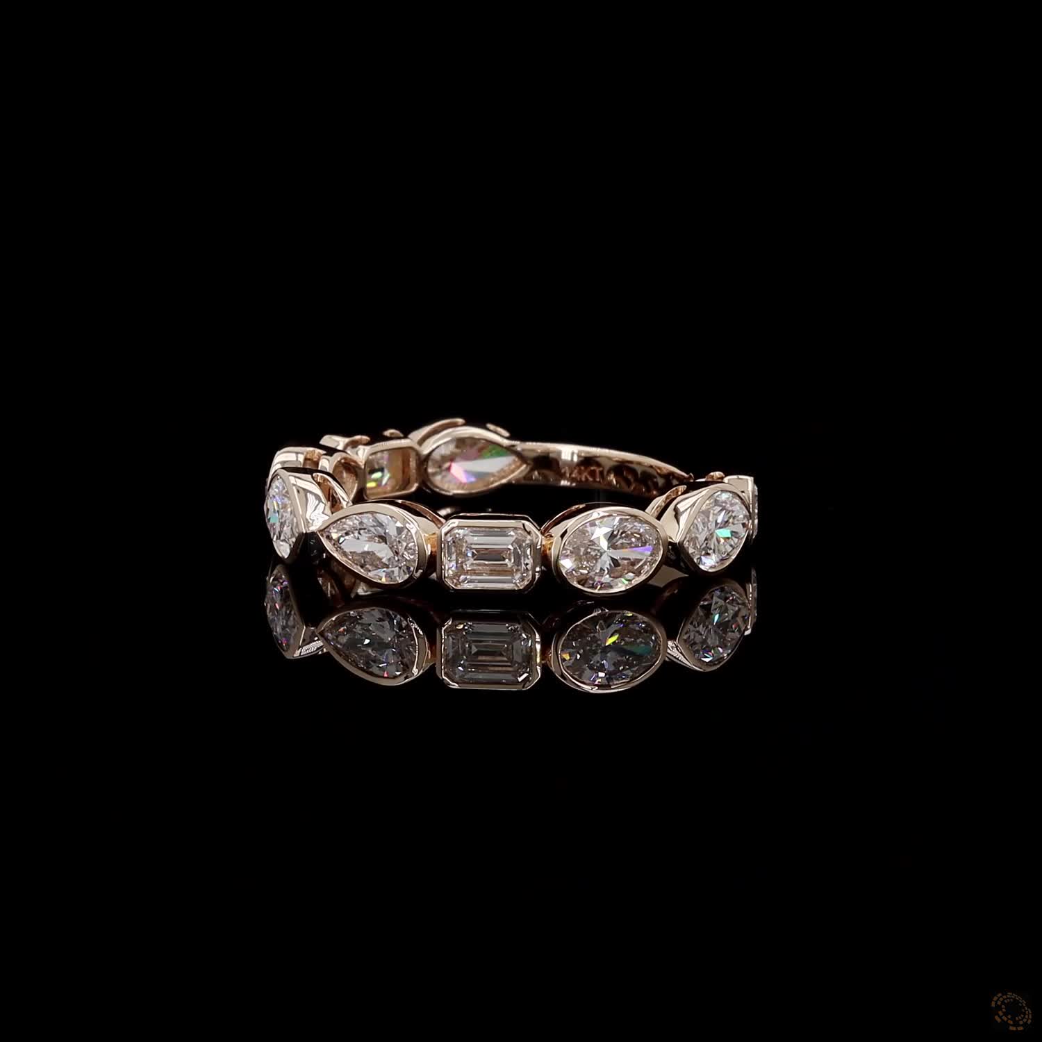 2.56 Ct Multi-Shape Bezel-Set Diamond Eternity Band / Confetti Mixed-Cut Diamond Ring