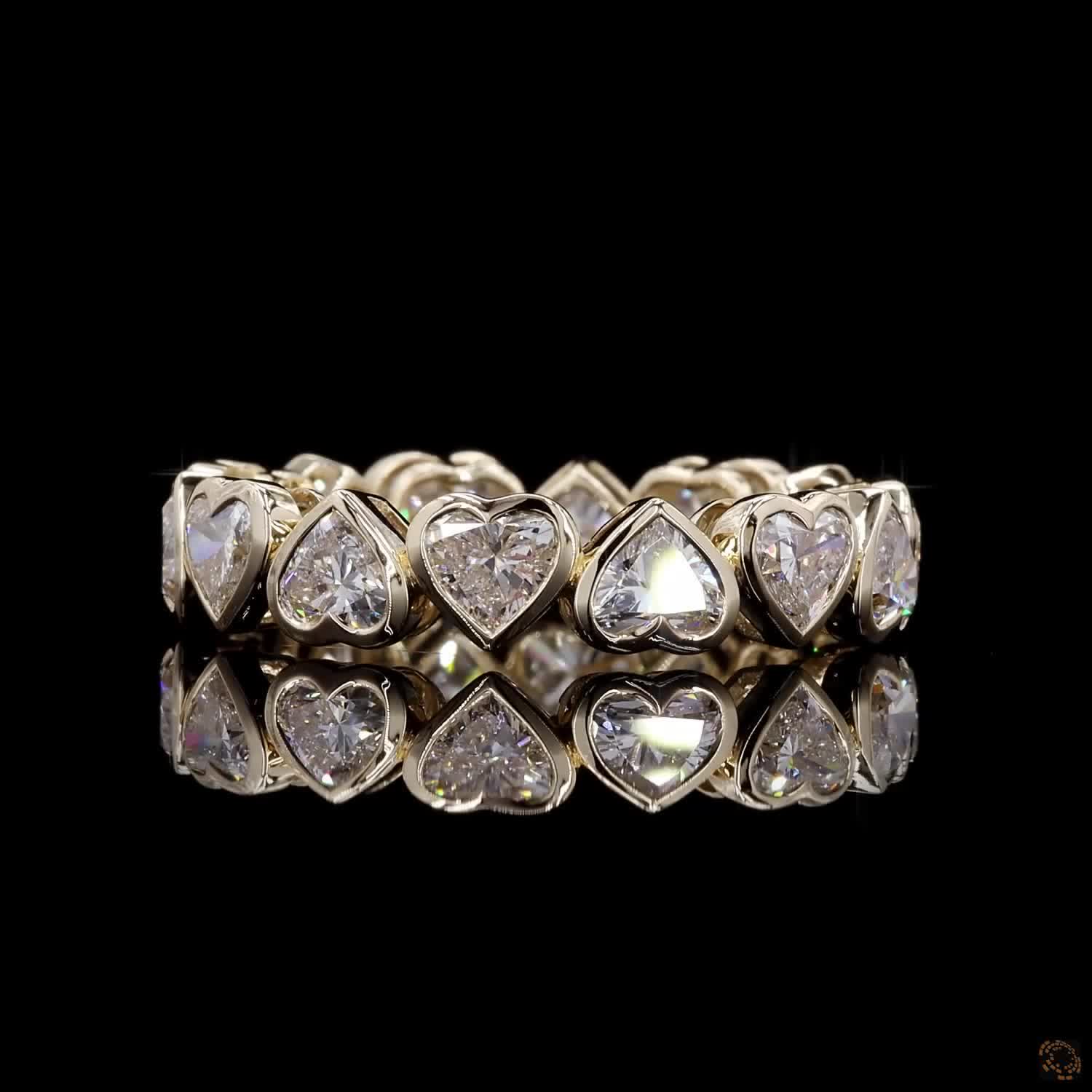 3.79 Ct Heart Shape Cut Horizontal East-West side-by-side alignment along the band
