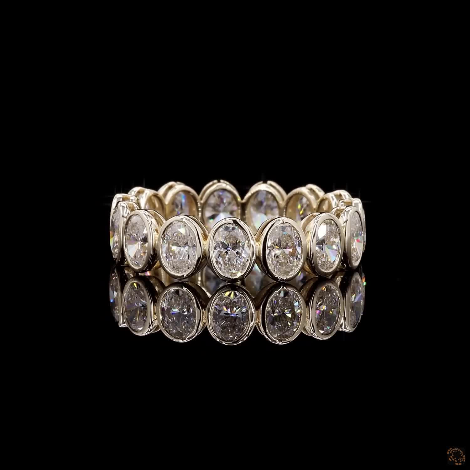 3.81 Ct Vertical Oval Cut Diamond Full Bezel Eternity Ring