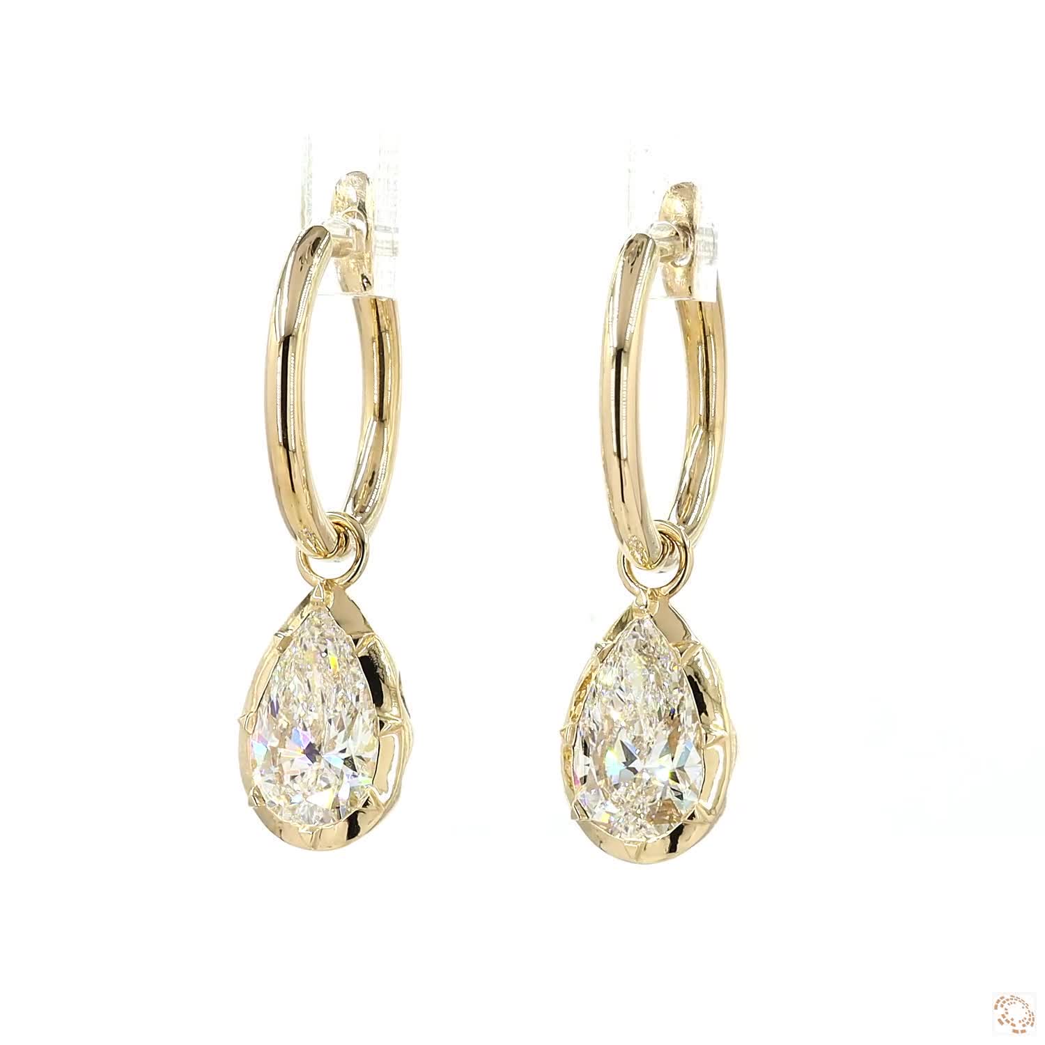 3.17 Pear Shaped Diamond Huggie Earrings | Fine Gold Dangle Jewelry