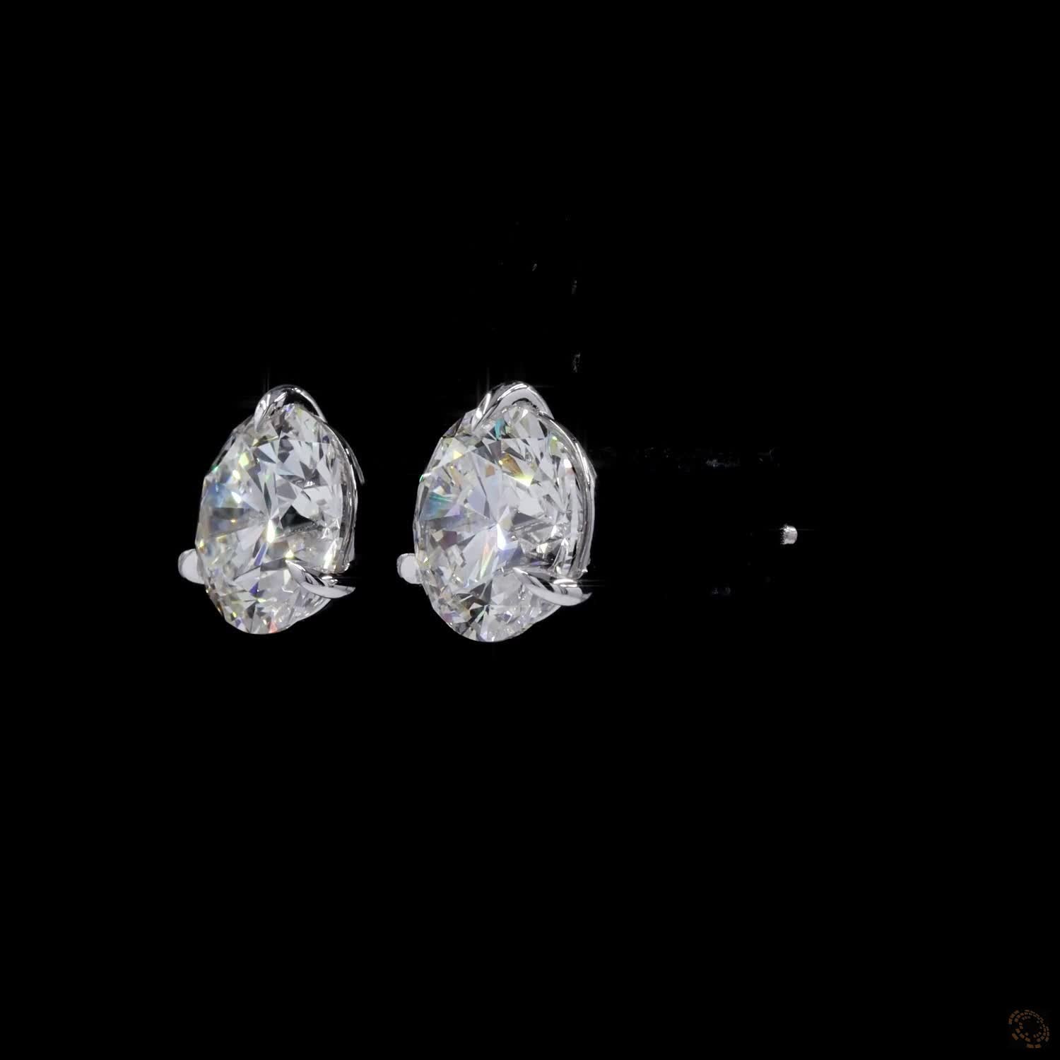 8.04 Ct Solid 14K White Gold Round Brilliant Cut Diamond Stud Earrings – Classic 3-Prong Double-Claw Martini Solitaire Studs