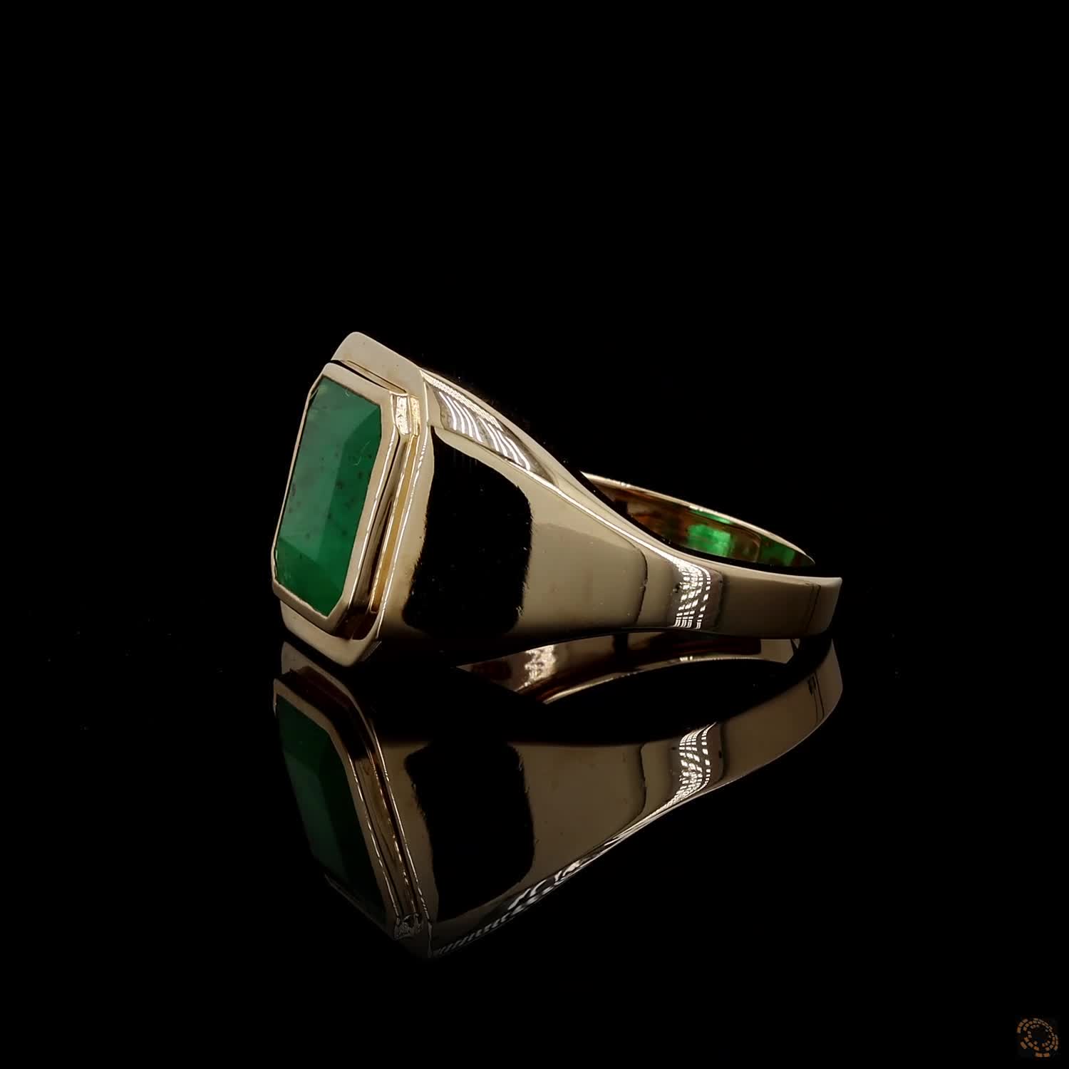 4.23 Ct Vibrant green emerald-cut emerald showcasing rich natural inclusions and classic step-faceted clarity