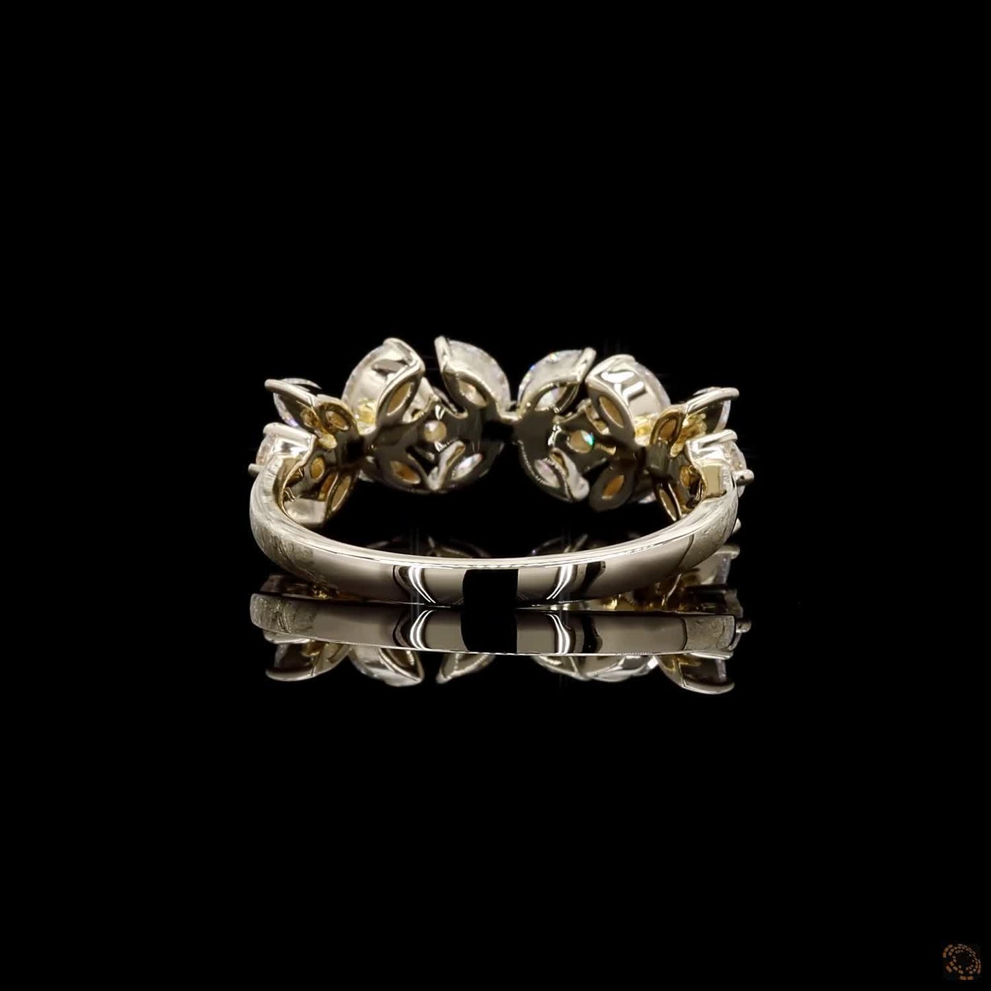 1.84 Ct  Marquise and Round Diamond Flower Half Eternity Wedding Band Ring