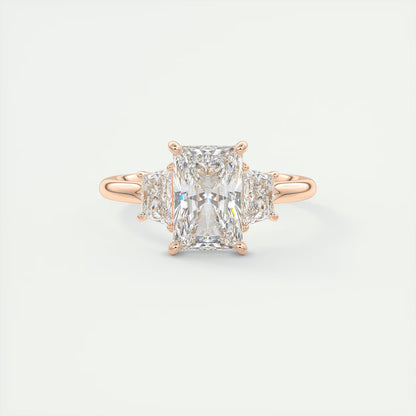 2.50 Ct Plunge Radiant & Trapezoids Three Stone Engagement Rings
