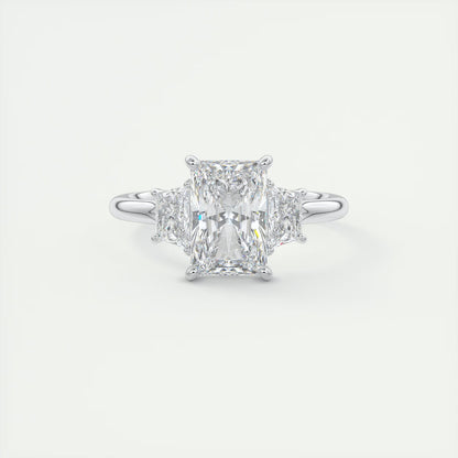 2.50 Ct Plunge Radiant & Trapezoids Three Stone Engagement Rings