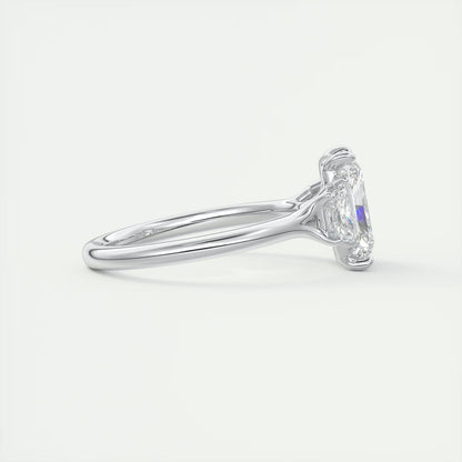 2.50 Ct Plunge Radiant & Trapezoids Three Stone Engagement Rings