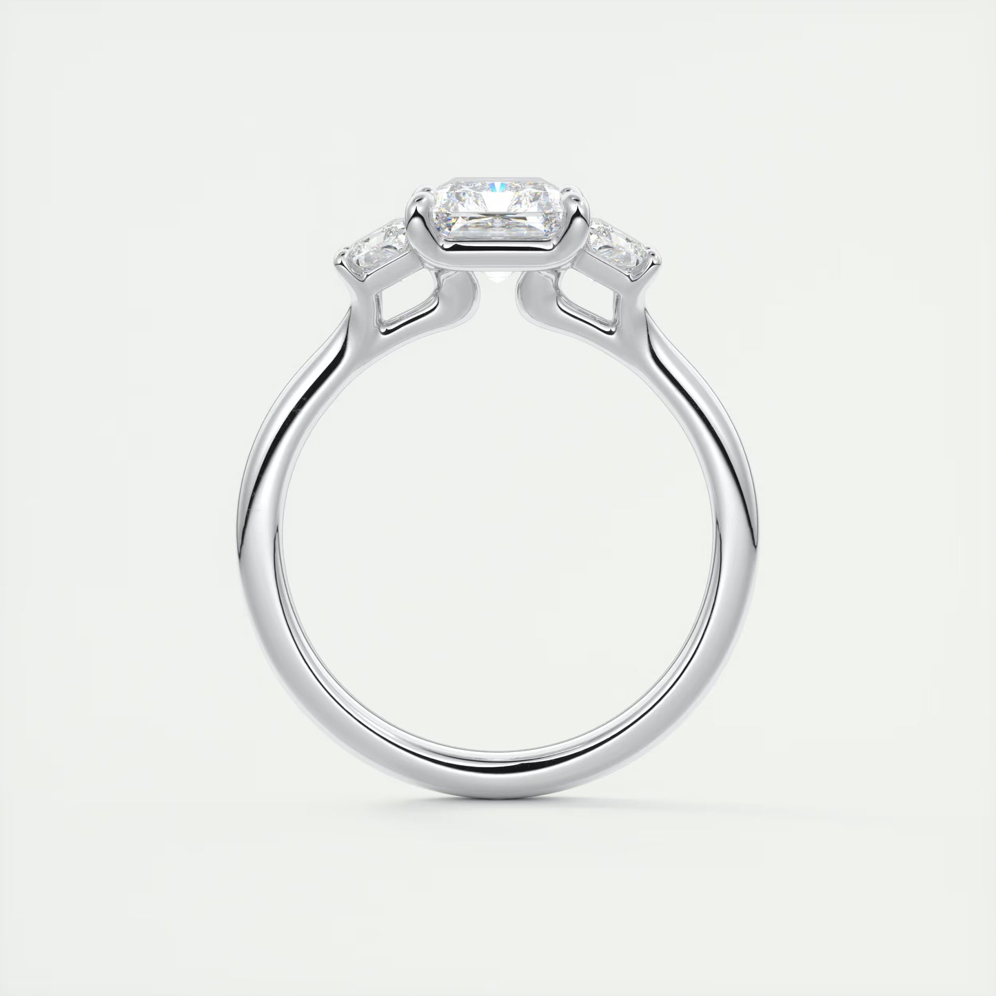 2.50 Ct Plunge Radiant & Trapezoids Three Stone Engagement Rings