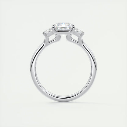 2.50 Ct Plunge Radiant & Trapezoids Three Stone Engagement Rings