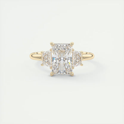 2.50 Ct Plunge Radiant & Trapezoids Three Stone Engagement Rings