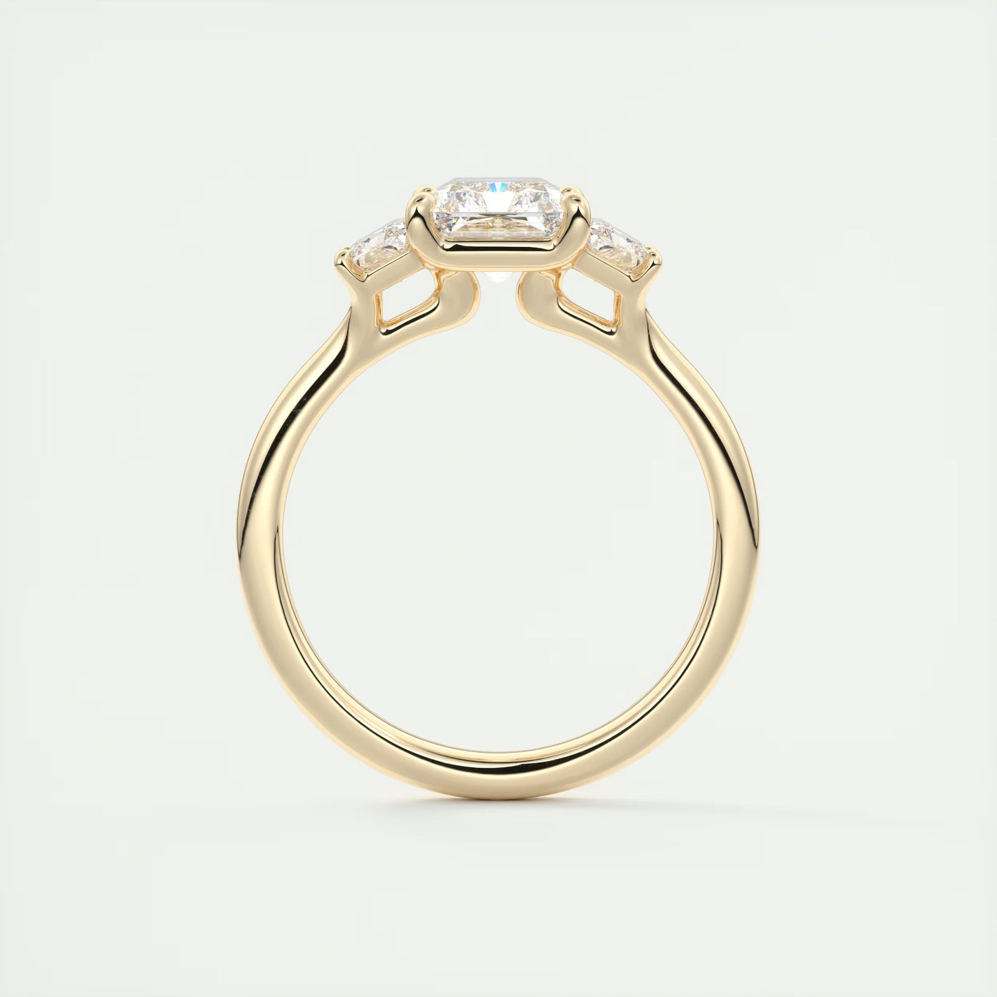 2.50 Ct Plunge Radiant & Trapezoids Three Stone Engagement Rings